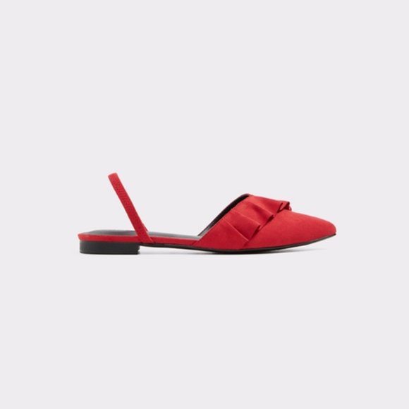Aldo Red Ruffle Slingback Pointed Toe Flats, sz 6 - Picture 4 of 9